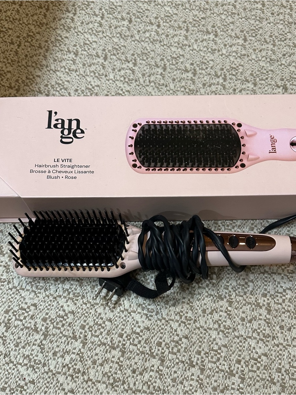 Lange Le Vite Blush Pink Heated Hairbrush Straightener